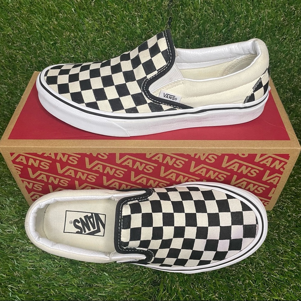 Checkerboard Slip On Vans - Size 7